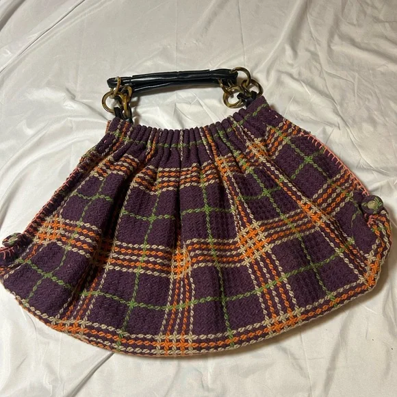 Women’s Oversized Bohemian Handbag Purse Cloth Plaid Unique Hippie - Picture 5 of 15